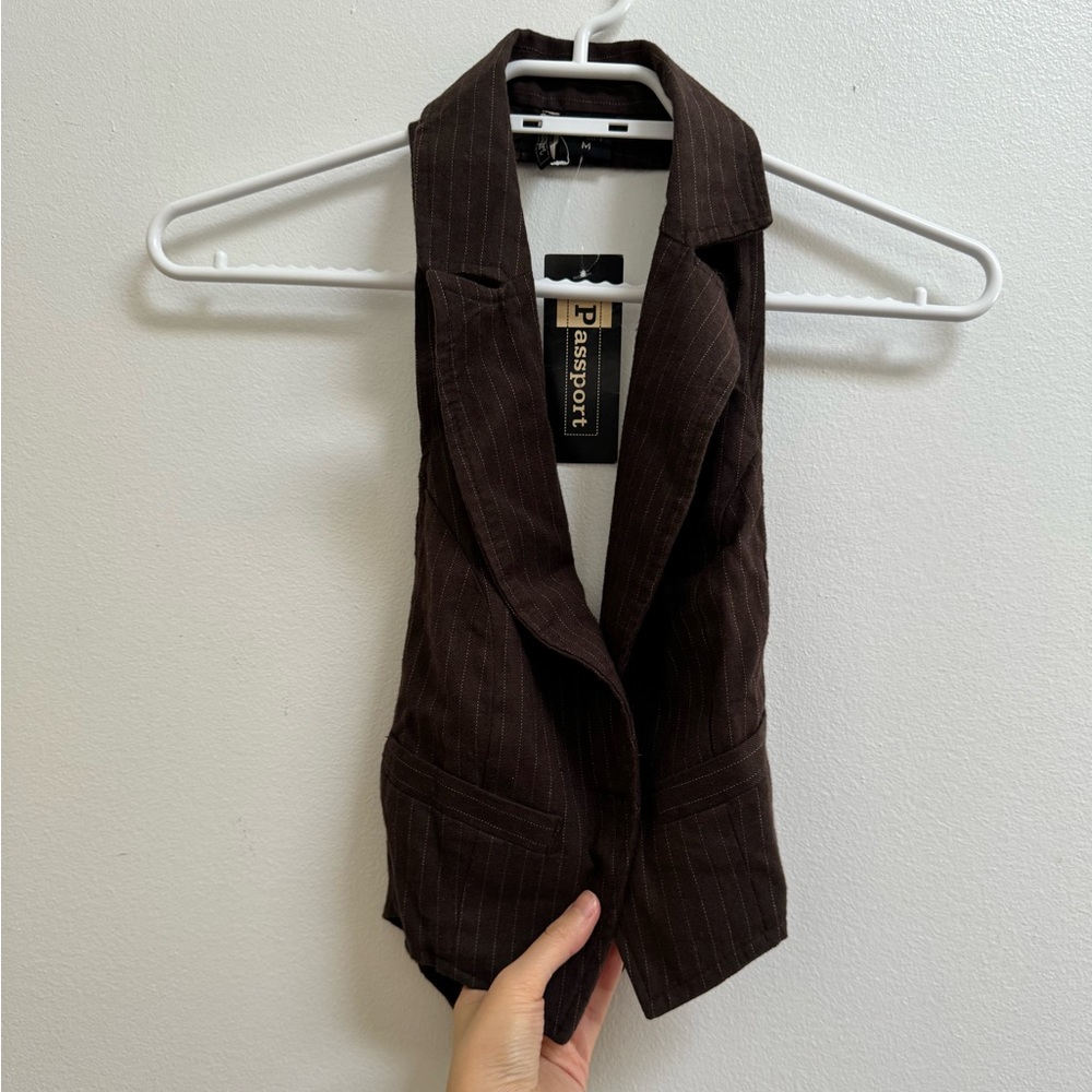 Y2K Passport Pinstripe Vest M